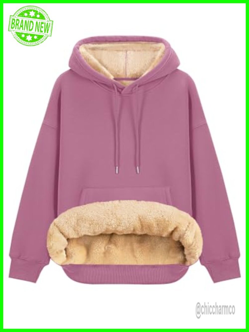 Sherpa Lined Fleece Hoodie Oversized Winter Pullover Kangaroo Pocket
